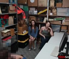 Duo teen shoplifters caught and fucked by a security guard