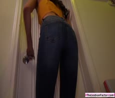 Brunette babe licked by lesbian asian haunted house owner