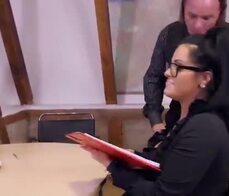 BUMS BUERO - Big titted German MILF secretary eats boss' cum in hot hard office fuck