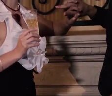 PINUP SEX - Busty pinup blondie Barbara Nova makes love to Leny Evil by the fireplace