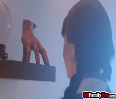 Halloween party with sexy teen stepsis Aria Valencia and friend Maria Kazi