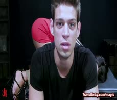 Shemale Khloe Kay exposed ass flogged and fucked in bondage