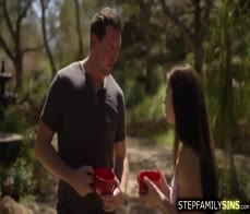 Brunette babe fucked by stepcousin during family reunion