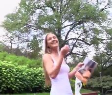 Sweet Czech blonde babe Alexis Crystal pleases herself with a Hitachi