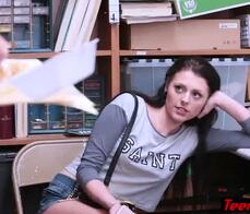 Pale petite teen thief punish fucked by two LP officer