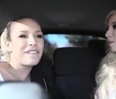 Uber driver fucks two blonde teen sluts who needed cash
