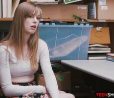 Young blonde shoplifter caught in the act and fucks security