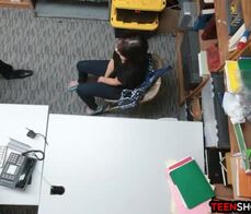 Security guard pounds a teen shoplfiters pussy in his office
