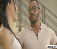 Black stepdad bareback fucks gorgeous TS stepteen