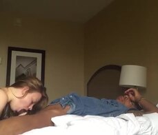 Horny white chick using black cock for her pleasure