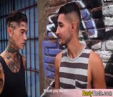 Sexy latino picks up a muscle guy on the street then the fun begins Bareback style of course