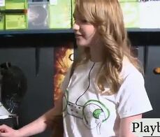 Cute blond babe threesome for some money