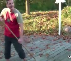 German Mom and Step-Daughter Fuck Boyfriend Outdoor