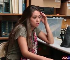 Repeat offender teen shoplifter fucks in the office