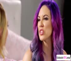 Busty lesbian milf making stepdaughter lick her hairy pussy