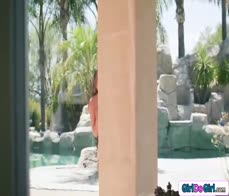 Naked latina knocking on busty neighbors door and is licked