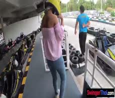Thai teen amateur girlfriend go karting and sex after with her boyfriend