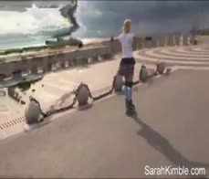 Sweet Sarah kimble roller blade on the part and showing her pussy closeup naked outdoor