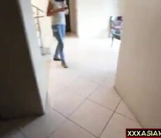 Asian teen amateur picked up and fucks in a messy hotel room