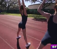 Lesbian athletes lick their sweet pussies