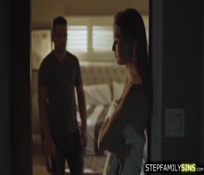 Guy is pussy licking and fucking his brunette stepsis in law