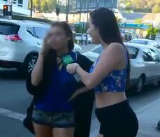Amateur chicks paid money for some topless popsicle sucking