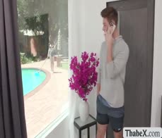 TS pool cleaner Gracie caught Michael jerking off