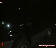 Public gangbang sex for curvy blonde slave Layla Price