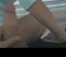 Girl lets her lover cum over her face at the beach