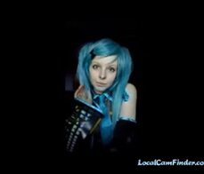 Katie the cosplay girl does a cute strip on cam