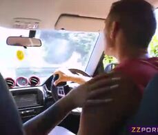 I am lucky there is a horny busty pornstar in my car