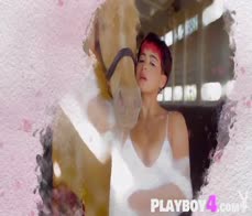 Perfect tits Latina teen posing outdoor and revealed stunning curvy body