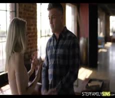 Stepdad licking and fucking petite blonde stepdaughter