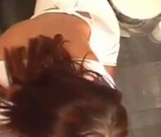 Big tit polish amateur teen gives bathroom blowjob