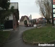 Filthy teen whore fucks old man