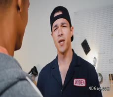 Motorcycle mechanic anal fucks black gay at the shop