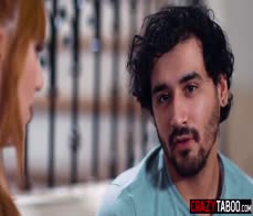 Redhead MILF stepmom Lauren Phillips sucking stepsons Rico Hernandez cock