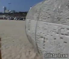 Little April masturbating in a car