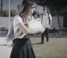 Nerdy teen takes revenge on two bullies making them DP her