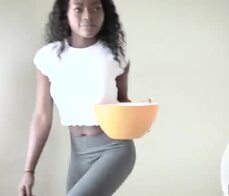 Cute ebony teen girlfriend offers her asshole to her bf