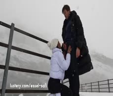 Amateur Ebony Model Fucks and Sucks In Blizzard - Lustery