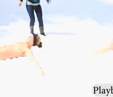 Dude wears strapon dildo to fuck babe