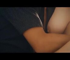 Big natural tits partner is excited that he is finally home