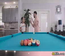 Playing pool with beautifl Freya but we ended up quickie fucking on the table