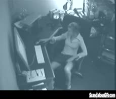 Horny solo office slut masturbates