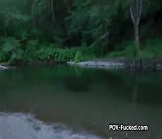 Sucked by hot stranger by the river in nature
