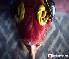 Redhead cosplayer devours dick before getting fucked