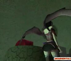 Una pollastra demoniaca succhia la vita dai cazzi