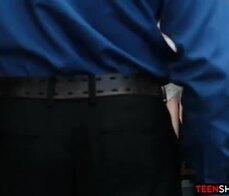 Crazy teen caught shoplifting and fucked by security