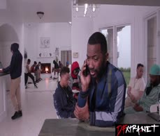 Harley King blowbanged by 20 black dudes and they all cum over her face!